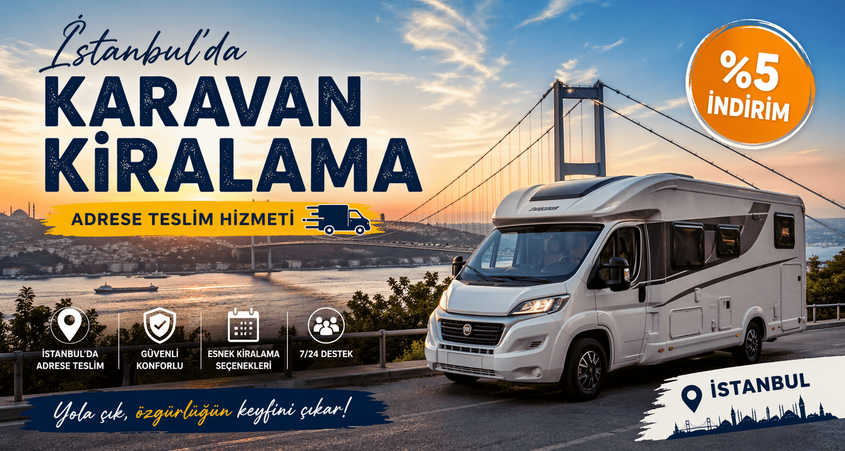 İstanbul Teslim Karavan Kiralama %5 İndirim Fırsatı