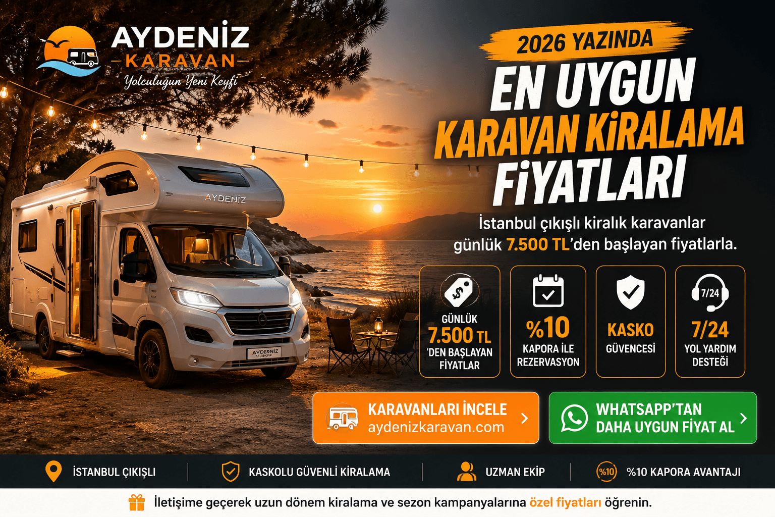 2026 Karavan Kiralama Fiyatları | En Uygun Tatil Seçenekleri